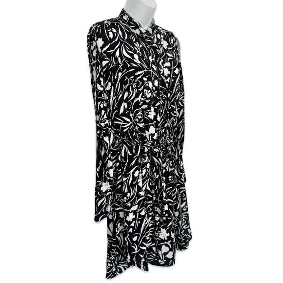 Proenza Schouler Black White Floral Button Long Sleeve Shirt Dress sz 2 NEW Tags - Picture 10 of 16